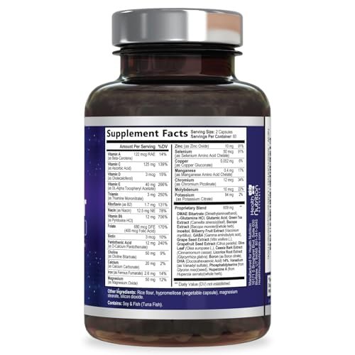 Gehirn Gedächtnis Ergänzung - 3X Stärke Nootropika für Konzentration, Klarheit & Fokus Unterstützung - Gehirngesundheit kognitive Vitamine mit Bacopa, Phosphatidylserin & DMAE, Gehirn Booster, 120 Kapseln
