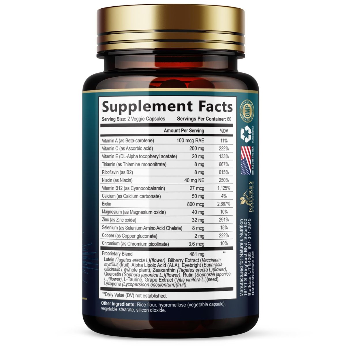 Augenvitamin 3-fach Stärke – Lutein & Zeaxanthin für Sehkraft, Makulagesundheit & trockene Augen – mit Zink, Vitamin C, E & Mineralien – 120 Kapseln