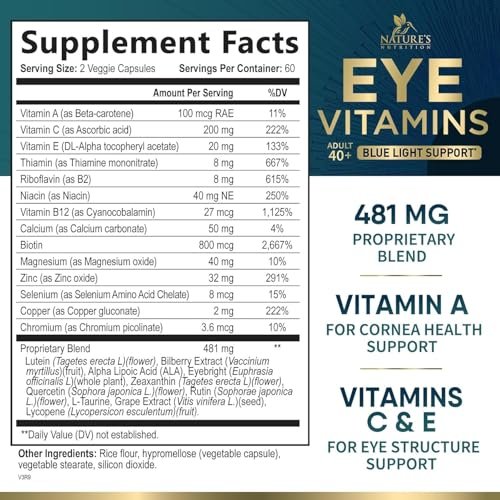 Augenvitamin 3-fach Stärke – Lutein & Zeaxanthin für Sehkraft, Makulagesundheit & trockene Augen – mit Zink, Vitamin C, E & Mineralien – 120 Kapseln