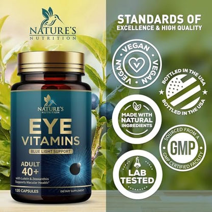 Augenvitamin 3-fach Stärke – Lutein & Zeaxanthin für Sehkraft, Makulagesundheit & trockene Augen – mit Zink, Vitamin C, E & Mineralien – 120 Kapseln
