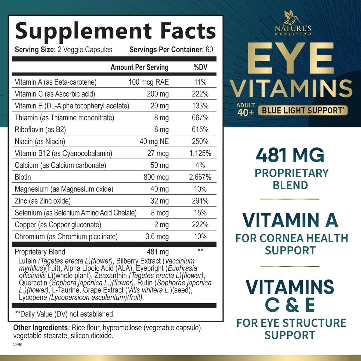 Augenvitamin 3-fach Stärke – Lutein & Zeaxanthin für Sehkraft, Makulagesundheit & trockene Augen – mit Zink, Vitamin C, E & Mineralien – 120 Kapseln