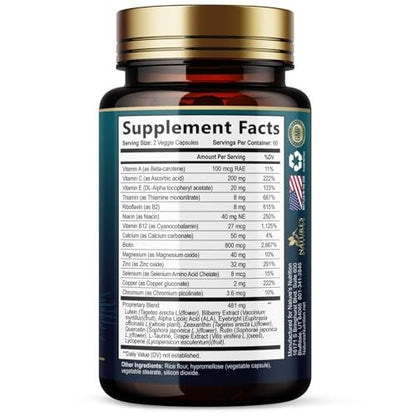 Augenvitamin 3-fach Stärke – Lutein & Zeaxanthin für Sehkraft, Makulagesundheit & trockene Augen – mit Zink, Vitamin C, E & Mineralien – 120 Kapseln