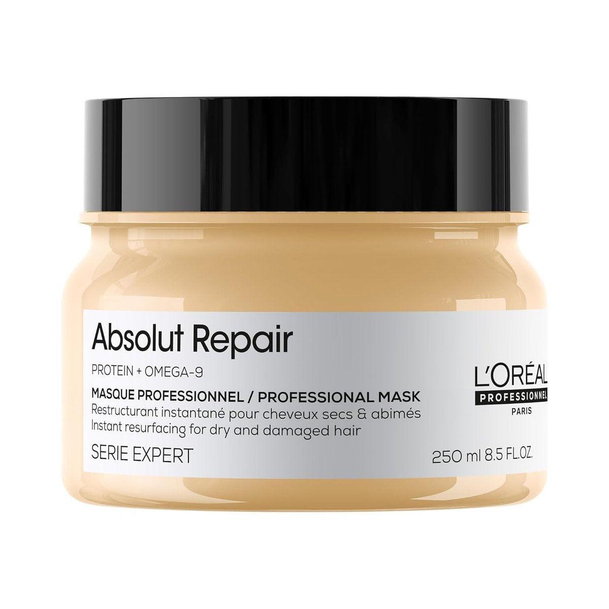 L'Oréal Professionnel Paris Absolut Repair Haarmaske - Nährende Proteinbehandlung, spendet Feuchtigkeit, repariert Schäden & verleiht Glanz, für trockenes & geschädigtes Haar, 250 ml
