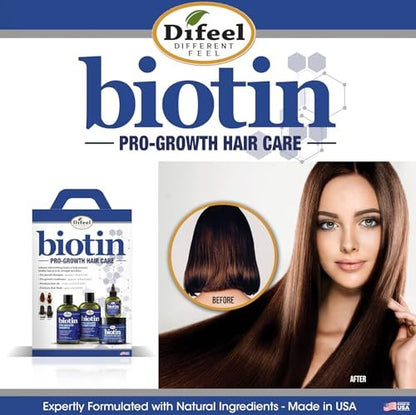 Difeel Pro-Growth Biotin Shampoo & Conditioner Set – 2-teiliges Geschenkset für dünner werdendes Haar & Haarausfall, parabenfrei, 2x 355 ml