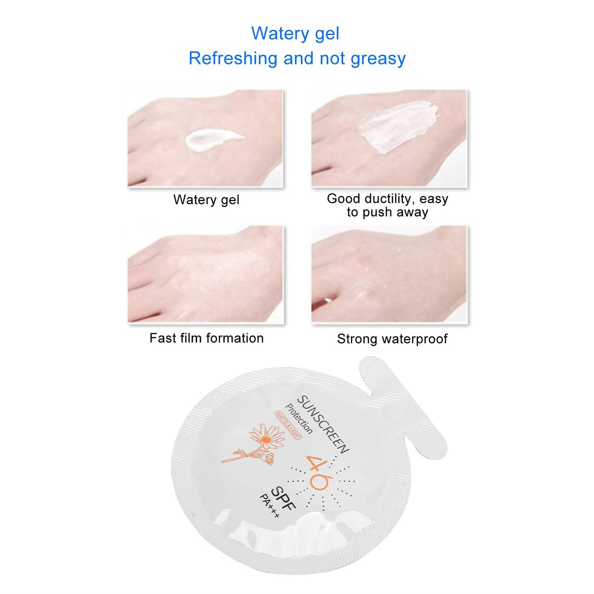 Gegong Sonnencreme SPF46 PA+++, 20er-Pack Feuchtigkeitsspendender Sonnenschutz, 3ml Gesichts- und Körpersonnenmilch, Wasserbeständig für Sport & Alltag
