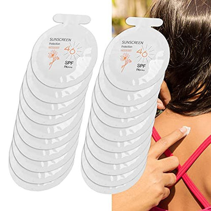 Gegong Sonnencreme SPF46 PA+++, 20er-Pack Feuchtigkeitsspendender Sonnenschutz, 3ml Gesichts- und Körpersonnenmilch, Wasserbeständig für Sport & Alltag