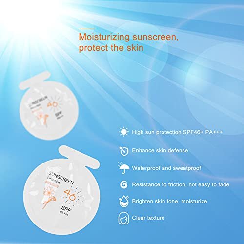 Gegong Sonnencreme SPF46 PA+++, 20er-Pack Feuchtigkeitsspendender Sonnenschutz, 3ml Gesichts- und Körpersonnenmilch, Wasserbeständig für Sport & Alltag