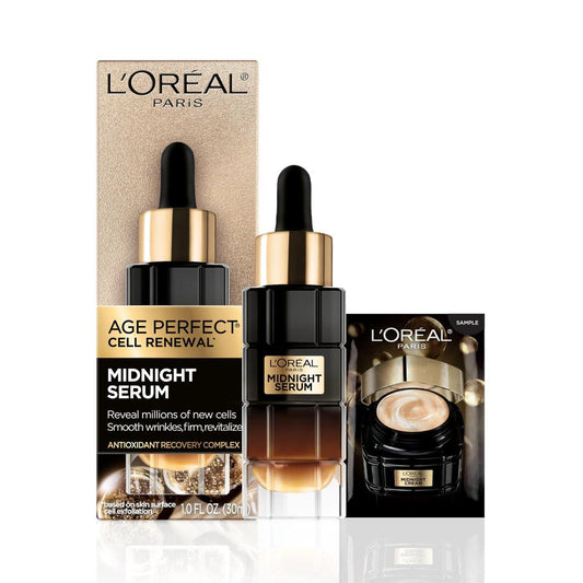 L'Oreal Paris Age Perfect Anti-Aging Midnight Gesichtsserum gegen Falten 30ml + Augencreme Probe