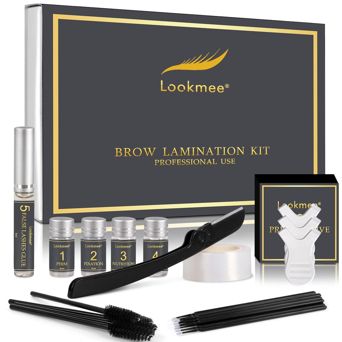 Lookmee 5-in-1 Wimpernlifting & Augenbrauen Laminierung Set - Professionelles DIY Wimpernformer & Dauerwellen Set für zu Hause, langanhaltende Ergebnisse, anfängerfreundlich