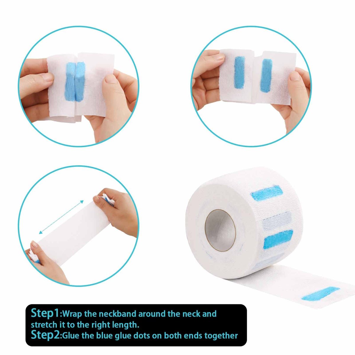 IOOROSE 10 Rollen Einweg-Friseurpapier Nackenstreifen, 1000 Stück, 2,6 x 33 cm, professioneller dehnbarer Papier-Nackenband-Schutz, Friseurzubehör