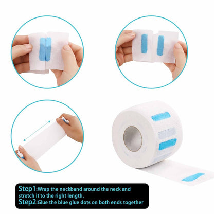 IOOROSE 10 Rollen Einweg-Friseurpapier Nackenstreifen, 1000 Stück, 2,6 x 33 cm, professioneller dehnbarer Papier-Nackenband-Schutz, Friseurzubehör