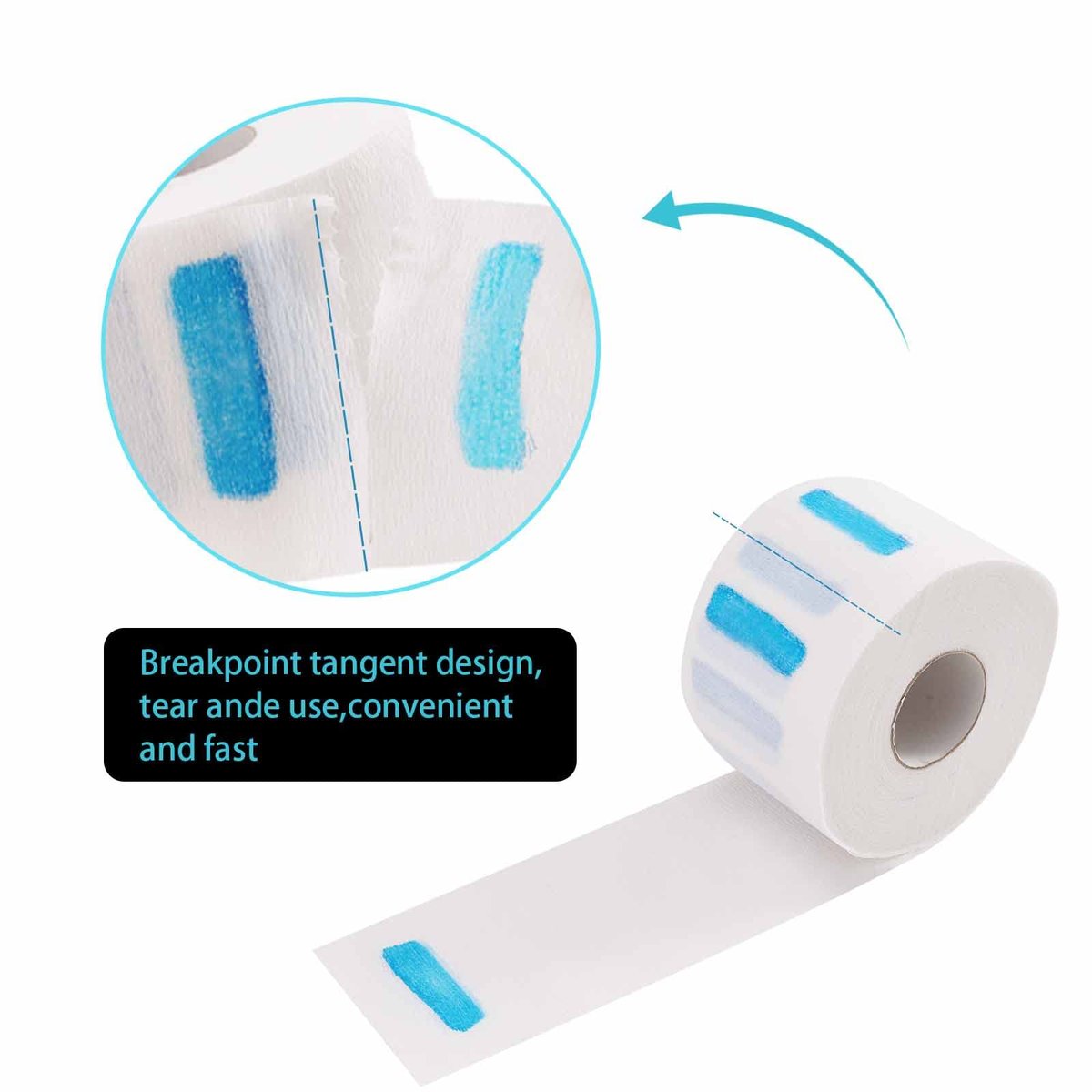 IOOROSE 10 Rollen Einweg-Friseurpapier Nackenstreifen, 1000 Stück, 2,6 x 33 cm, professioneller dehnbarer Papier-Nackenband-Schutz, Friseurzubehör