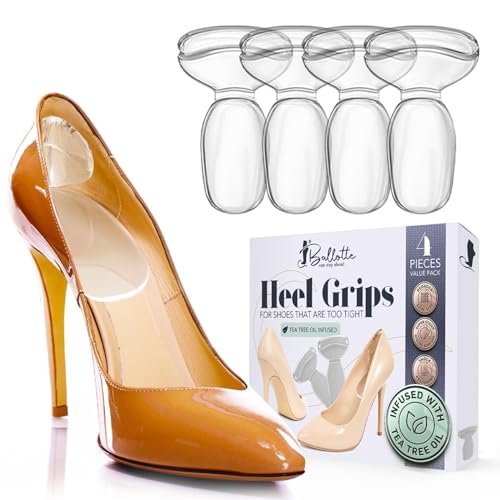 Ballotte Premium Silikon-Fersenpolster für Schuhe – Weiche Fersenkissen gegen Rutschen und Druckstellen (4er-Pack, Natur)