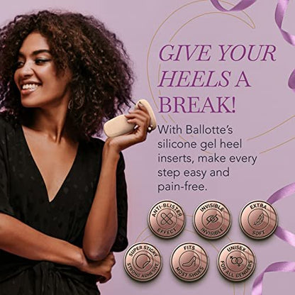 Ballotte Premium Silikon-Fersenpolster für Schuhe – Weiche Fersenkissen gegen Rutschen und Druckstellen (4er-Pack, Natur)