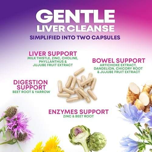 Sanfte Leberreinigung & Entgiftung - Fortschrittliche Leberunterstützung mit Silymarin Mariendistel, Löwenzahnwurzel, Artischockenextrakt, Kurkuma, Cholin & Rote Bete - 60 vegane Kapseln