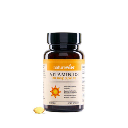 NatureWise Vitamin D3 2000 IE (50 µg) – 30-Tage-Vorrat für Immunsystem, Muskel- und Knochengesundheit – Non-GMO, glutenfrei in nativem Olivenöl extra, (Mini-Weichkapseln), 30 Stück