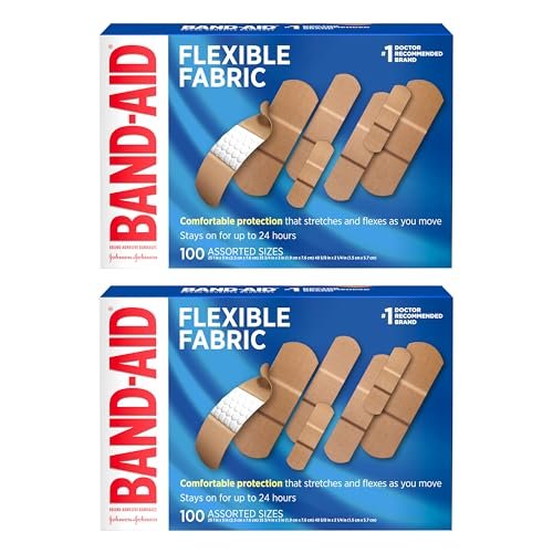 BAND-AID Brand Flexible Fabric Pflaster mit Memory-Weave-Gewebe, Quilt-Aid-Komfortpolster & schmerzfreiem Pad; Wundversorgung für kleine Schnitte, Schürfwunden & Wunden, verschiedene Größen, 2 x 100 Stück