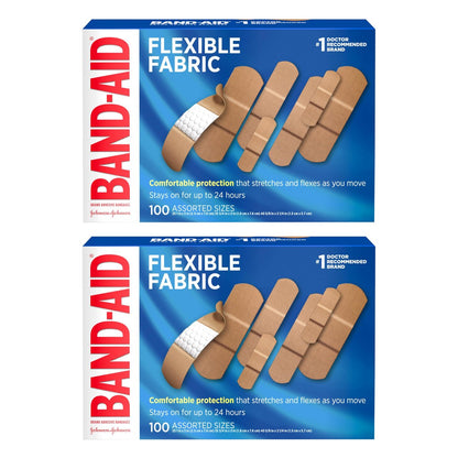 BAND-AID Brand Flexible Fabric Pflaster mit Memory-Weave-Gewebe, Quilt-Aid-Komfortpolster & schmerzfreiem Pad; Wundversorgung für kleine Schnitte, Schürfwunden & Wunden, verschiedene Größen, 2 x 100 Stück