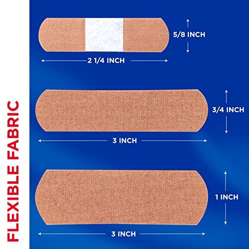 BAND-AID Brand Flexible Fabric Pflaster mit Memory-Weave-Gewebe, Quilt-Aid-Komfortpolster & schmerzfreiem Pad; Wundversorgung für kleine Schnitte, Schürfwunden & Wunden, verschiedene Größen, 2 x 100 Stück