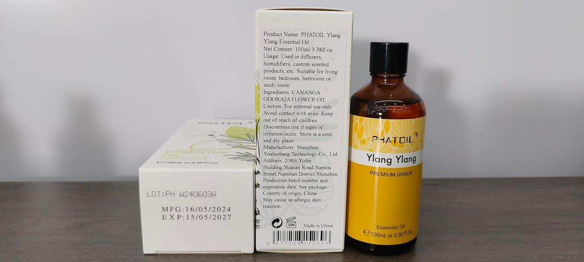 PHATOIL 100ml Ylang-Ylang-Öl – Reines ätherisches Öl für Diffuser, Luftbefeuchter, Seifen- und Kerzenherstellung (3,38 fl.oz)