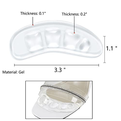 GQTJP Metatarsal Pads, Ball of Foot Cushions für Absätze – Rutschfeste Fußpolster zur Schmerzlinderung den ganzen Tag, Zehenpads für Schuhe, Fersenpolster gegen Vorrutschen (Transparent, 3 Paare)