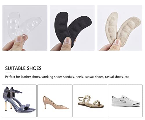 GQTJP Metatarsal Pads, Ball of Foot Cushions für Absätze – Rutschfeste Fußpolster zur Schmerzlinderung den ganzen Tag, Zehenpads für Schuhe, Fersenpolster gegen Vorrutschen (Transparent, 3 Paare)