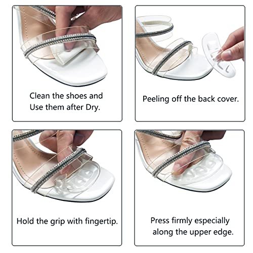 GQTJP Metatarsal Pads, Ball of Foot Cushions für Absätze – Rutschfeste Fußpolster zur Schmerzlinderung den ganzen Tag, Zehenpads für Schuhe, Fersenpolster gegen Vorrutschen (Transparent, 3 Paare)
