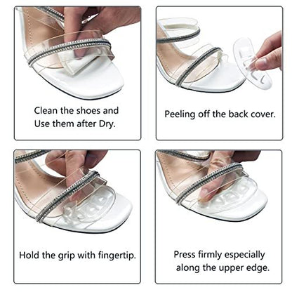 GQTJP Metatarsal Pads, Ball of Foot Cushions für Absätze – Rutschfeste Fußpolster zur Schmerzlinderung den ganzen Tag, Zehenpads für Schuhe, Fersenpolster gegen Vorrutschen (Transparent, 3 Paare)
