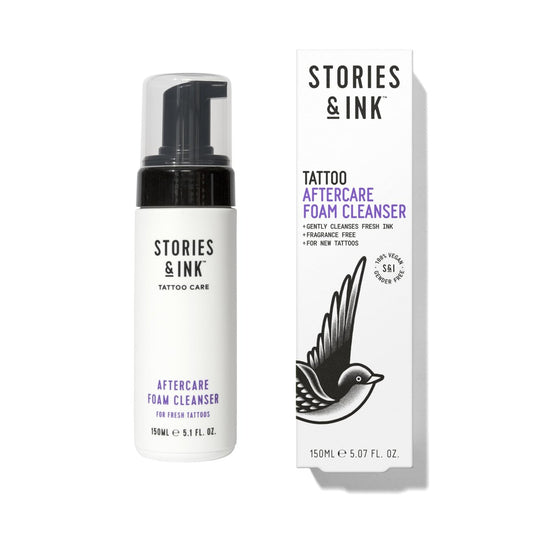 Stories & Ink Tattoo Care Aftercare Foam Reiniger für frische Tattoos – Sanfte, sulfatfreie Tätowierseife, beruhigende tägliche Reinigung für neue Tinte, duftfrei, 150 ml
