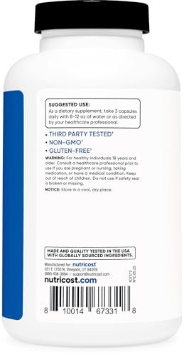 Nutricost Stickstoffmonoxid-Booster 2250mg, 180 Kapseln - 750mg pro Kapsel, 60 Portionen - Glutenfrei und Nicht-GVO