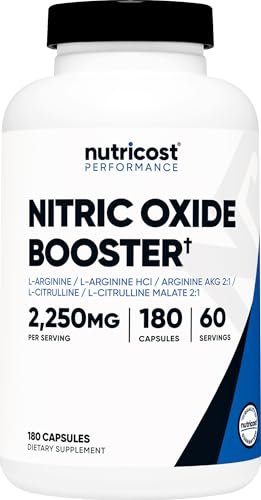 Nutricost Stickstoffmonoxid-Booster 2250mg, 180 Kapseln - 750mg pro Kapsel, 60 Portionen - Glutenfrei und Nicht-GVO