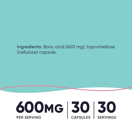 Nutricost Borsäure 600mg, 30 Kapseln - Vaginalzäpfchen - Non-GMO - für Frauen