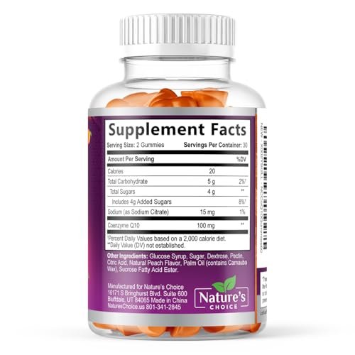 CoQ10 Gummis für Erwachsene - Coenzym Q10 100 mg pro Portion - 3-fache Stärke, hochabsorbierendes Antioxidans für Herzgesundheit und Energieproduktion - Co Q10 (Coq 10) Nahrungsergänzung - 60 Gummis