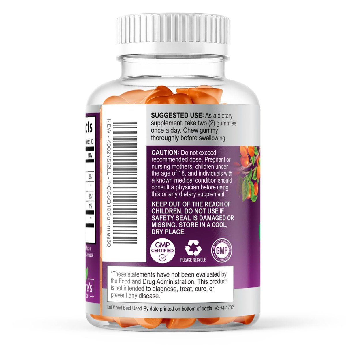 CoQ10 Gummis für Erwachsene - Coenzym Q10 100 mg pro Portion - 3-fache Stärke, hochabsorbierendes Antioxidans für Herzgesundheit und Energieproduktion - Co Q10 (Coq 10) Nahrungsergänzung - 60 Gummis