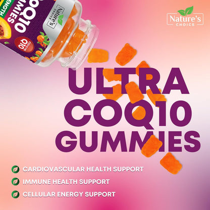 CoQ10 Gummis für Erwachsene - Coenzym Q10 100 mg pro Portion - 3-fache Stärke, hochabsorbierendes Antioxidans für Herzgesundheit und Energieproduktion - Co Q10 (Coq 10) Nahrungsergänzung - 60 Gummis