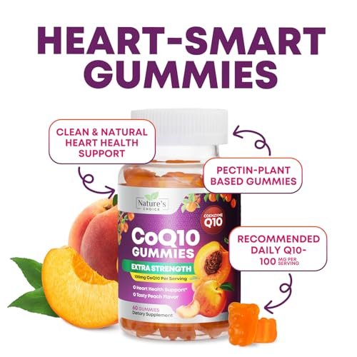 CoQ10 Gummis für Erwachsene - Coenzym Q10 100 mg pro Portion - 3-fache Stärke, hochabsorbierendes Antioxidans für Herzgesundheit und Energieproduktion - Co Q10 (Coq 10) Nahrungsergänzung - 60 Gummis