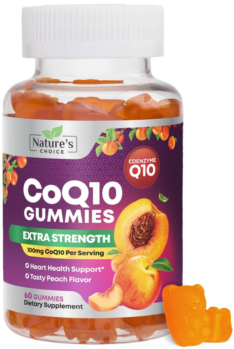 CoQ10 Gummis für Erwachsene - Coenzym Q10 100 mg pro Portion - 3-fache Stärke, hochabsorbierendes Antioxidans für Herzgesundheit und Energieproduktion - Co Q10 (Coq 10) Nahrungsergänzung - 60 Gummis