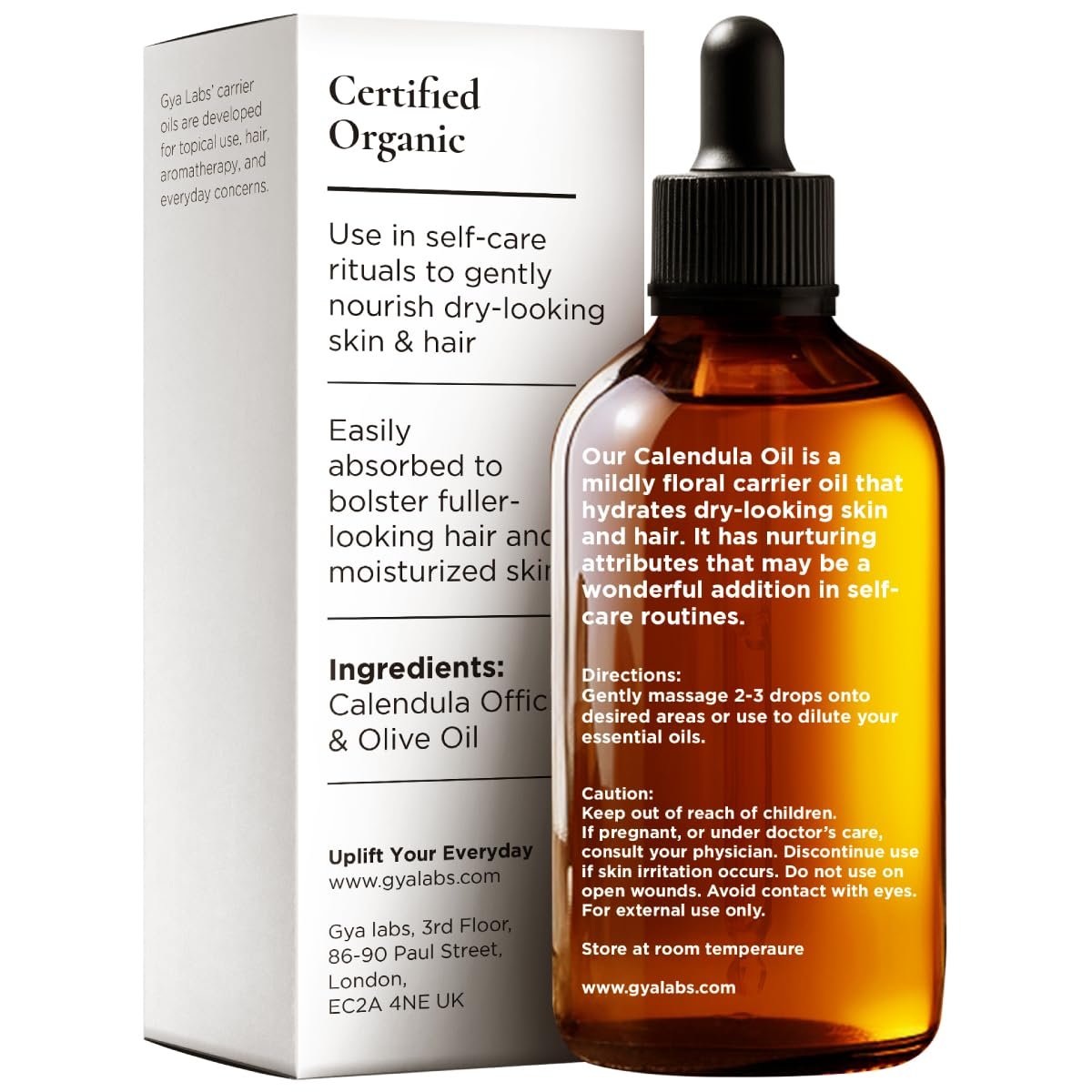 Gya Labs Calendula-Öl – 30 ml – Trägeröl für Haare, Haut, Gesicht, Kopfhaut und Körpermassage