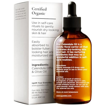 Gya Labs Calendula-Öl – 30 ml – Trägeröl für Haare, Haut, Gesicht, Kopfhaut und Körpermassage