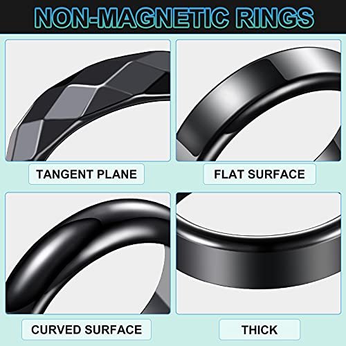 32-teiliges Set echter Hämatit-Ringe – Negative-Energie-Ring, nicht magnetisch, Hämatit-Schmuck, 6t gebogene Oberfläche, 6 flach, 6t facettiert, Größe 6-13, schicker cooler Schmuck (Schwarz)