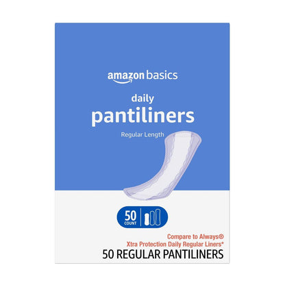 Tägliche Slipeinlagen von Amazon Basics, reguläre Länge, dünne saugfähige Damenbinden, unparfümiert, 50 Stück