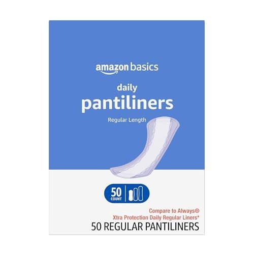 Tägliche Slipeinlagen von Amazon Basics, reguläre Länge, dünne saugfähige Damenbinden, unparfümiert, 50 Stück