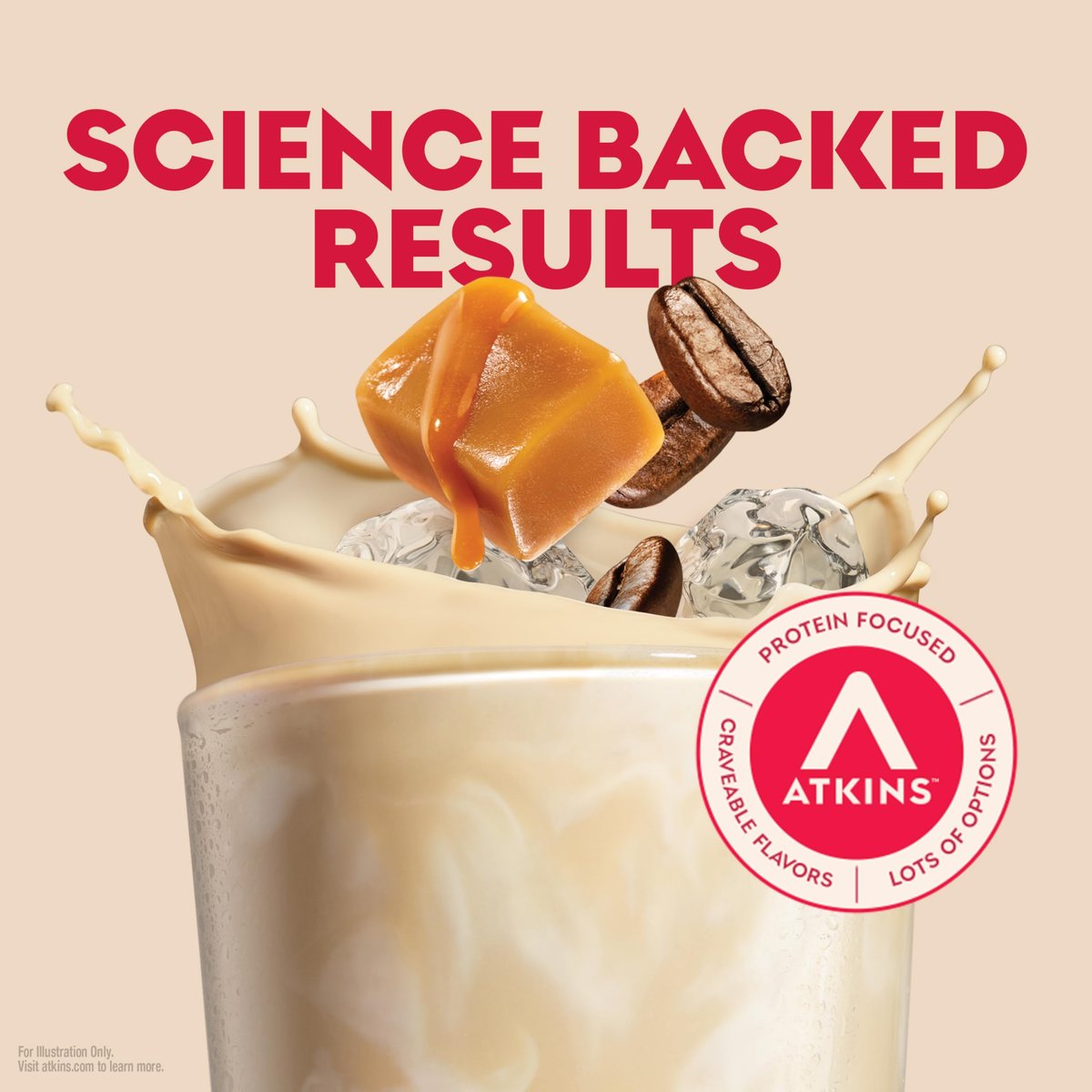 Atkins Café Caramel Eiskaffee Protein Shake – 12er Pack, Keto-freundlich, wenig Zucker, glutenfrei