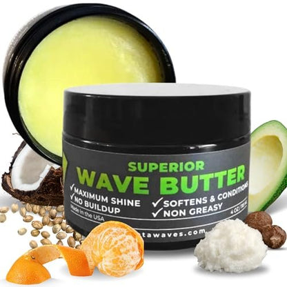 Veeta Superior Wave Grease - Maximaler Glanz, Nicht fettend, Shea & Tangerine Conditioner für Männer 360 Waves (118 ml)