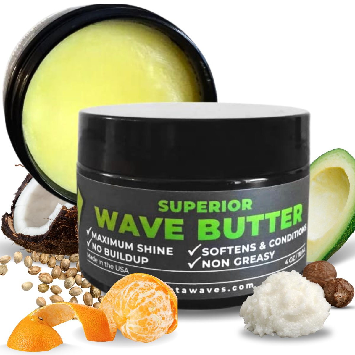 Veeta Superior Wave Grease - Maximaler Glanz, Nicht fettend, Shea & Tangerine Conditioner für Männer 360 Waves (118 ml)