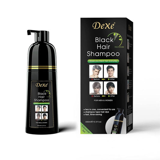 Dexe Haarfärbe-Shampoo 400 ml – Grauabdeckung, Schwarz, für Männer & Frauen