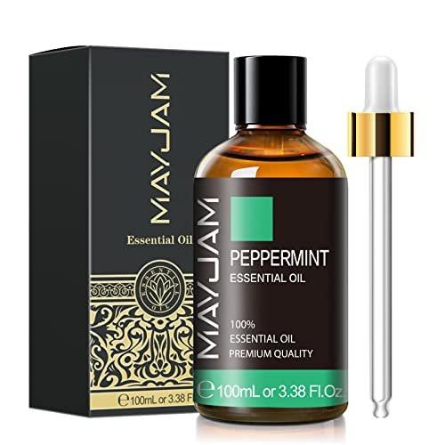 Pfefferminz ätherisches Öl, MAYJAM Premium Reine Ätherische Öle, 100 ml Pfefferminzöl für Diffuser, Seifen- und Kerzenherstellung, ideal für Zuhause, Büro, Auto, Yoga