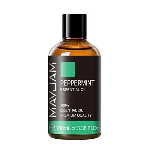 Pfefferminz ätherisches Öl, MAYJAM Premium Reine Ätherische Öle, 100 ml Pfefferminzöl für Diffuser, Seifen- und Kerzenherstellung, ideal für Zuhause, Büro, Auto, Yoga