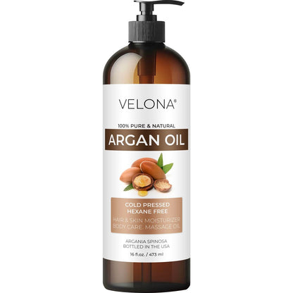 velona Arganöl - 500 ml | 100% rein und natürlich | Marokkanisches Öl für Haut, Körper und Gesicht | Nagelschutz | Unraffiniert, kaltgepresst | inkl. Pumpe