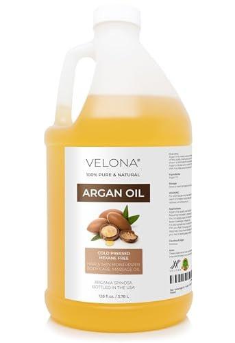 velona Arganöl - 1 Gallone / 128 Fl Oz | 100% Reines und Natürliches Marokko-Öl | Haut-, Körper- und Gesichtspflege | Nagelschutz | Unraffiniert, Kaltgepresst